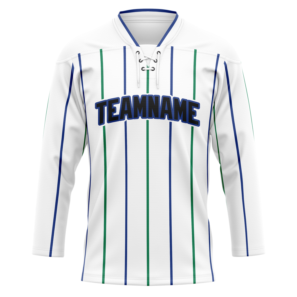 Custom Team Design White & Royal Blue Colors Design Sports Hockey Jersey HK00SJS030219