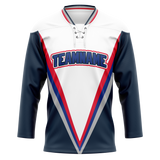 Custom Team Design White & Navy Blue Colors Design Sports Hockey Jersey HK00VC040218