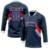 Custom Team Design Navy Blue & Royal Blue Colors Design Sports Hockey Jersey HK00VC061819