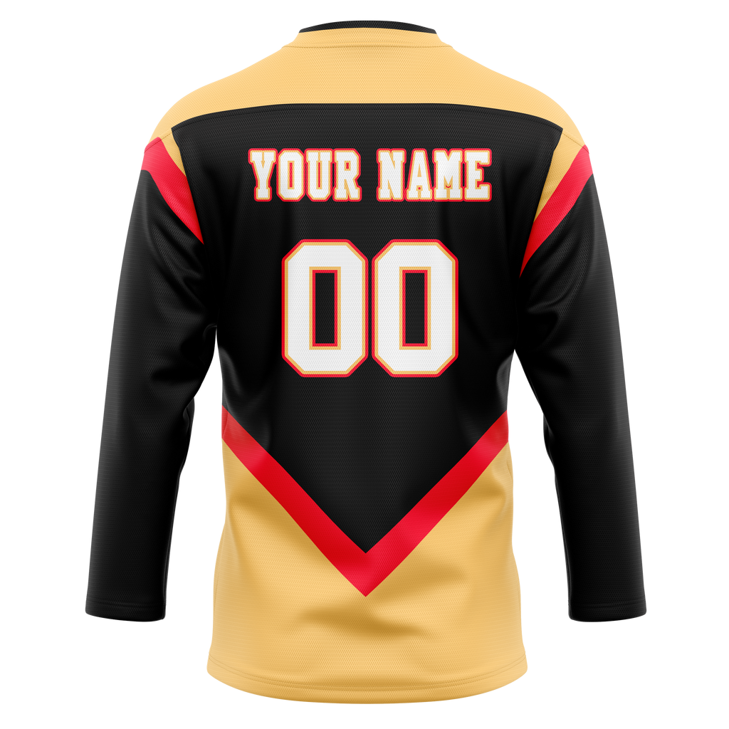 Custom Team Design Black & Cream Colors Design Sports Hockey Jersey HK00SB040105