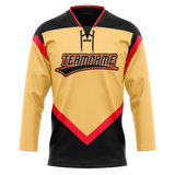 Custom Team Design Cream & Black Colors Design Sports Hockey Jersey HK00VGK090501