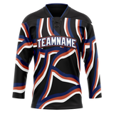 Custom Team Design Black & Navy Blue Colors Design Sports Hockey Jersey HK00OS040118