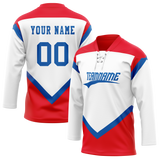 Custom Team Design White & Red Colors Design Sports Hockey Jersey HK00OS050209