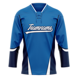 Custom Team Design Blue & Navy Blue Colors Design Sports Hockey Jersey HK00WJ022018