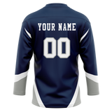 Custom Team Design Navy Blue & White Colors Design Sports Hockey Jersey HK00WJ051802