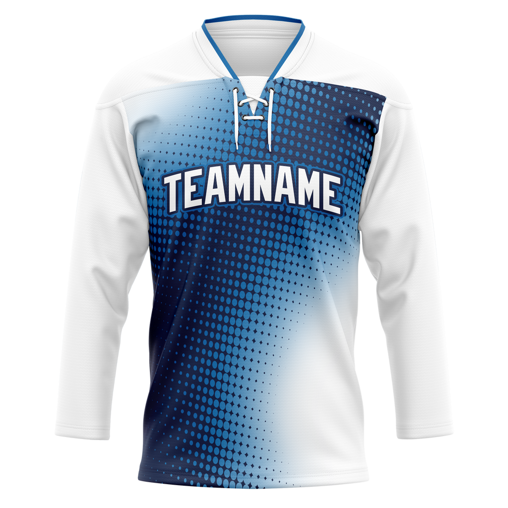 Custom Team Design White & Blue Colors Design Sports Hockey Jersey HK00AD060220