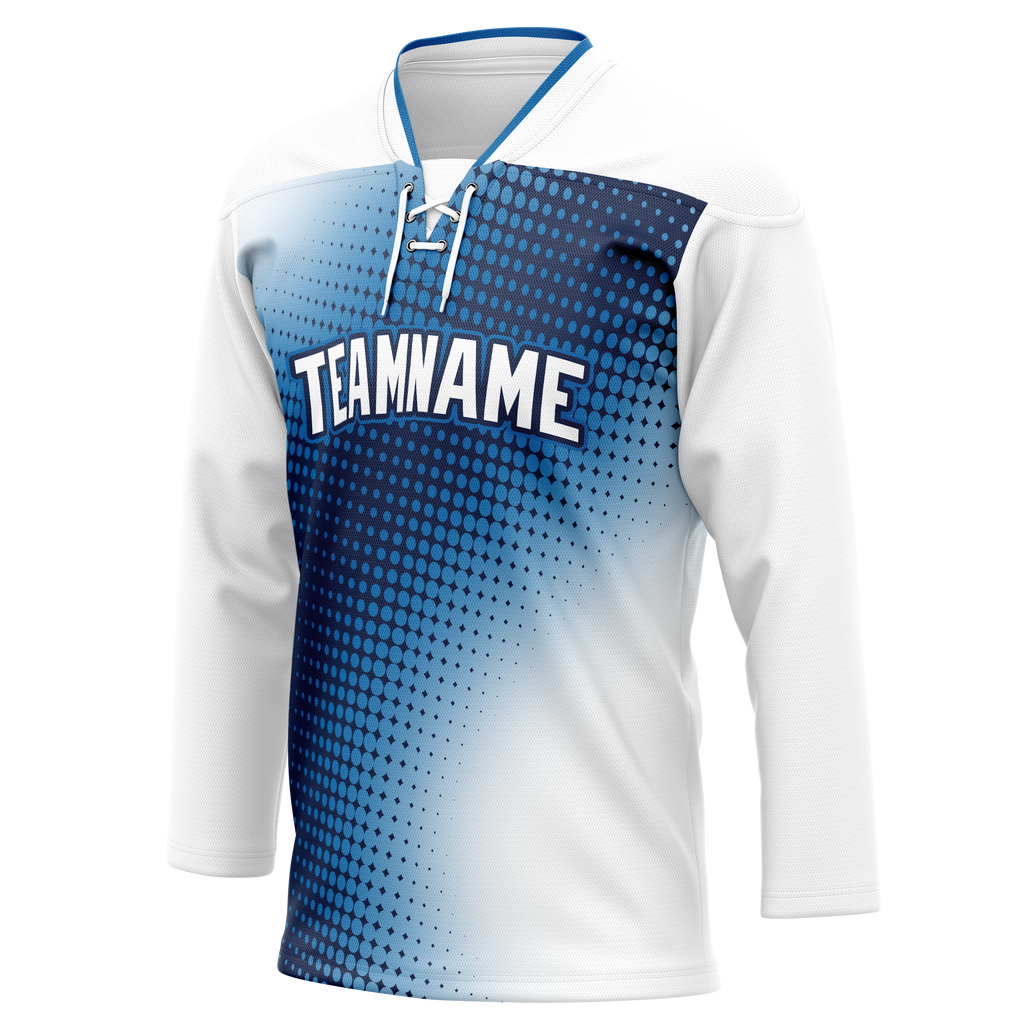 Custom Team Design White & Blue Colors Design Sports Hockey Jersey HK00AD060220