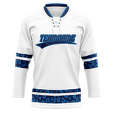Custom Team Design White & Blue Colors Design Sports Hockey Jersey HK00AD090220