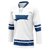 Custom Team Design White & Blue Colors Design Sports Hockey Jersey HK00WJ090220