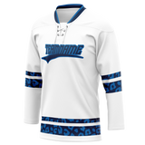 Custom Team Design White & Blue Colors Design Sports Hockey Jersey HK00AD090220